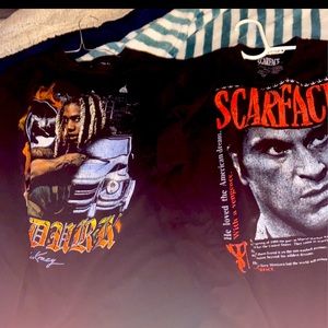 two graphic tees lil durk an scarface